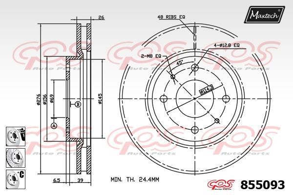 MaxTech 855093.6980 Тормозной диск передний вентилируемый 8550936980: Отличная цена - Купить в Польше на 2407.PL!