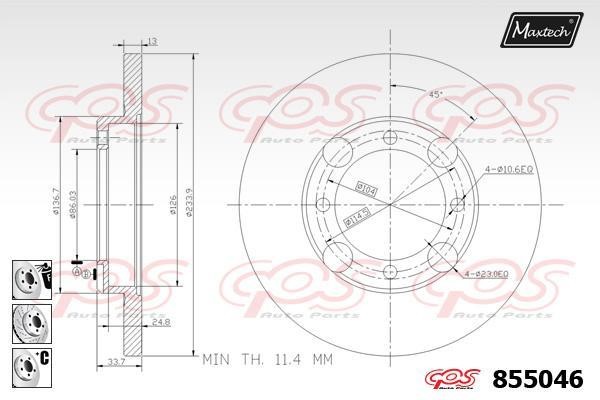 MaxTech 855046.6880 Диск тормозной 8550466880: Отличная цена - Купить в Польше на 2407.PL!