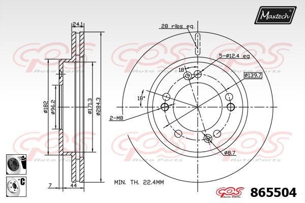 MaxTech 865504.6060 Тормозной диск передний вентилируемый 8655046060: Отличная цена - Купить в Польше на 2407.PL!