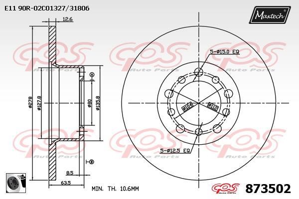 MaxTech 873502.0060 Niewentylowana przednia tarcza hamulcowa 8735020060: Dobra cena w Polsce na 2407.PL - Kup Teraz!