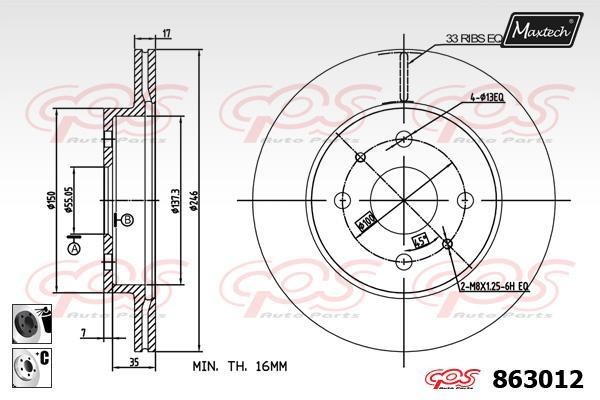 MaxTech 863012.6060 Wentylowana przednia tarcza hamulcowa 8630126060: Dobra cena w Polsce na 2407.PL - Kup Teraz!