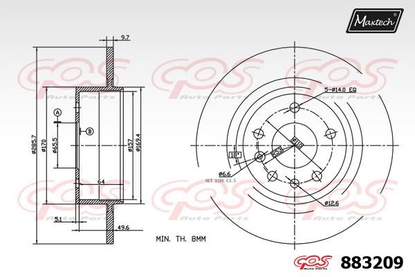 MaxTech 883209.0000 Rear brake disc, non-ventilated 8832090000: Buy near me in Poland at 2407.PL - Good price!