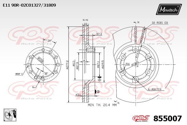 MaxTech 855007.0080 Front brake disc ventilated 8550070080: Buy near me in Poland at 2407.PL - Good price!