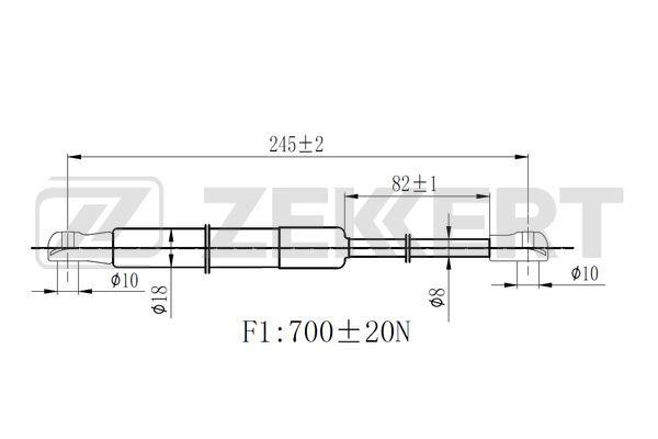 Zekkert GF-2347 Gas hood spring GF2347: Buy near me in Poland at 2407.PL - Good price!