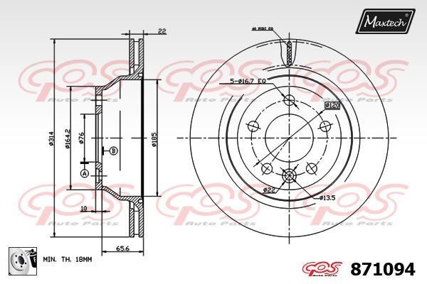 MaxTech 871094.0080 Тормозной диск задний вентилируемый 8710940080: Отличная цена - Купить в Польше на 2407.PL!