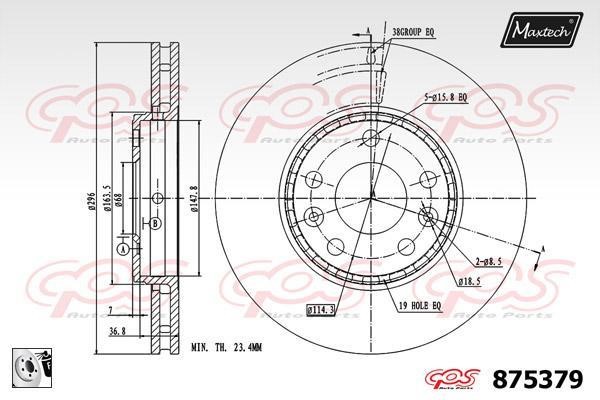 MaxTech 875379.0080 Тормозной диск передний вентилируемый 8753790080: Отличная цена - Купить в Польше на 2407.PL!