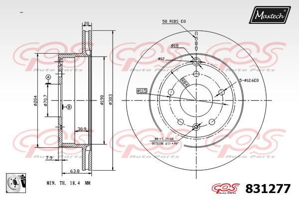 MaxTech 831277.0080 Тормозной диск задний вентилируемый 8312770080: Отличная цена - Купить в Польше на 2407.PL!