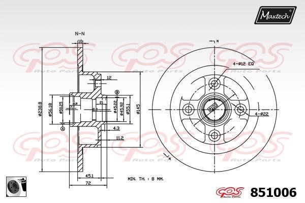 MaxTech 851006.0060 Rear brake disc, non-ventilated 8510060060: Buy near me in Poland at 2407.PL - Good price!