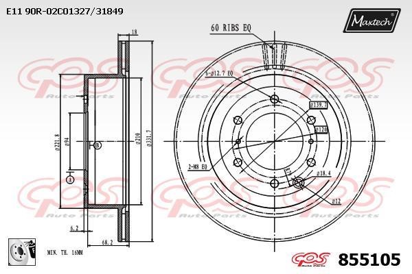 MaxTech 855105.0080 Wentylowana tarcza hamulcowa z tyłu 8551050080: Dobra cena w Polsce na 2407.PL - Kup Teraz!