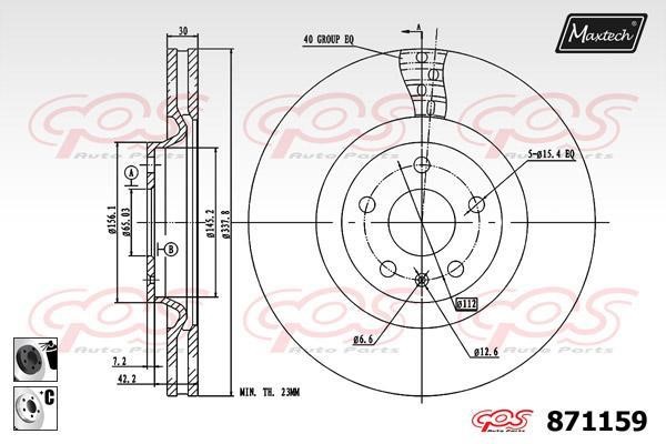MaxTech 871159.6060 Тормозной диск передний вентилируемый 8711596060: Купить в Польше - Отличная цена на 2407.PL!