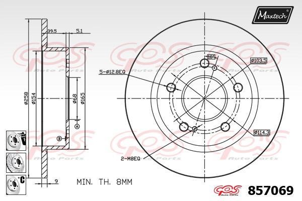 MaxTech 857069.6980 Диск гальмівний 8570696980: Приваблива ціна - Купити у Польщі на 2407.PL!