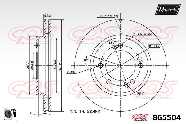 MaxTech 865504.0060 Wentylowana przednia tarcza hamulcowa 8655040060: Dobra cena w Polsce na 2407.PL - Kup Teraz!