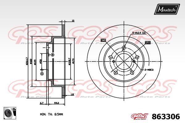 MaxTech 863306.0060 Rear brake disc, non-ventilated 8633060060: Buy near me in Poland at 2407.PL - Good price!