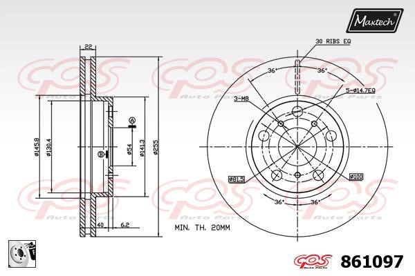 MaxTech 861097.0080 Wentylowana przednia tarcza hamulcowa 8610970080: Dobra cena w Polsce na 2407.PL - Kup Teraz!