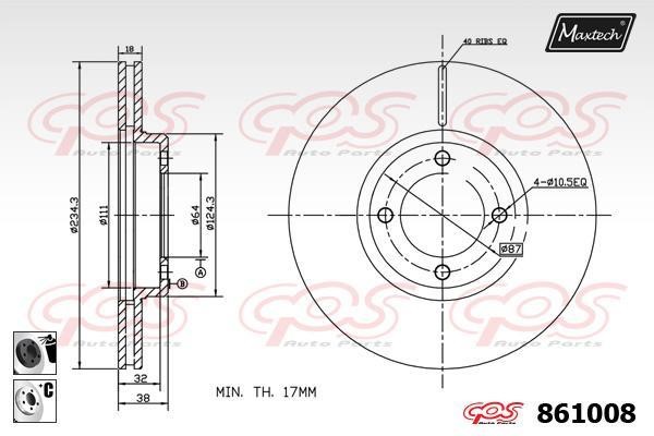 MaxTech 861008.6060 Front brake disc ventilated 8610086060: Buy near me in Poland at 2407.PL - Good price!