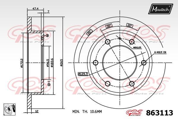 MaxTech 863113.0080 Tarcza hamulcowa tylna, niewentylowana 8631130080: Dobra cena w Polsce na 2407.PL - Kup Teraz!