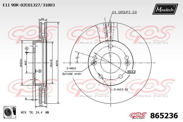 MaxTech 865236.0060 Тормозной диск передний вентилируемый 8652360060: Отличная цена - Купить в Польше на 2407.PL!