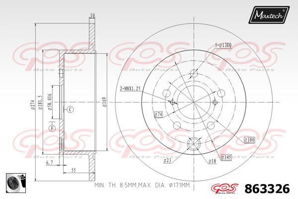 MaxTech 863326.0060 Rear brake disc, non-ventilated 8633260060: Buy near me in Poland at 2407.PL - Good price!