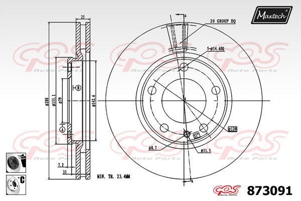 MaxTech 873091.6060 Innenbelüftete Bremsscheibe vorne 8730916060: Kaufen Sie zu einem guten Preis in Polen bei 2407.PL!