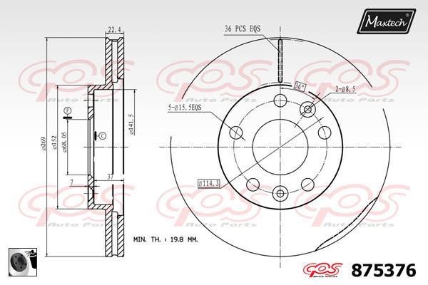 MaxTech 875376.0060 Wentylowana przednia tarcza hamulcowa 8753760060: Dobra cena w Polsce na 2407.PL - Kup Teraz!