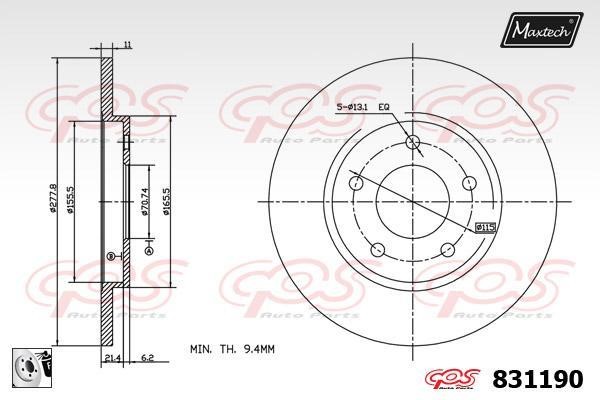 MaxTech 831190.A080 Bremsscheibe hinten, unbelüftet 831190A080: Kaufen Sie zu einem guten Preis in Polen bei 2407.PL!