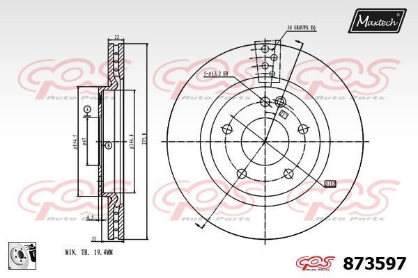 MaxTech 873597.0080 Innenbelüftete Bremsscheibe vorne 8735970080: Kaufen Sie zu einem guten Preis in Polen bei 2407.PL!