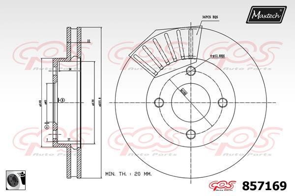 MaxTech 857169.0060 Тормозной диск передний вентилируемый 8571690060: Отличная цена - Купить в Польше на 2407.PL!