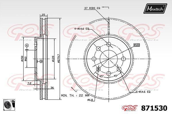 MaxTech 871530.0060 Innenbelüftete Bremsscheibe vorne 8715300060: Bestellen Sie in Polen zu einem guten Preis bei 2407.PL!