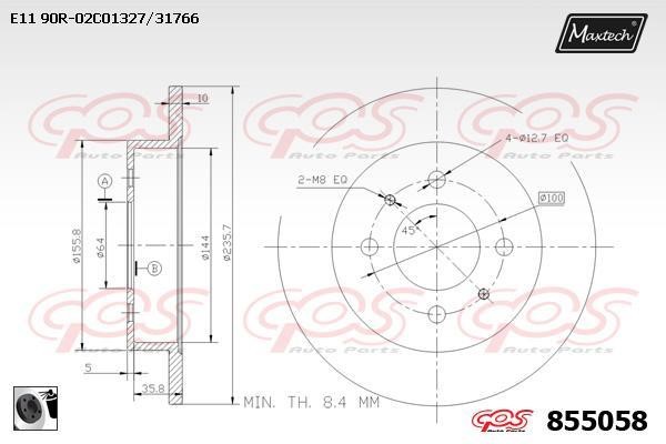 MaxTech 855058.0060 Rear brake disc, non-ventilated 8550580060: Buy near me in Poland at 2407.PL - Good price!