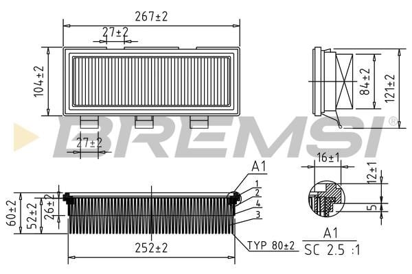 Bremsi FA1352 Air filter FA1352: Buy near me at 2407.PL in Poland at an Affordable price!