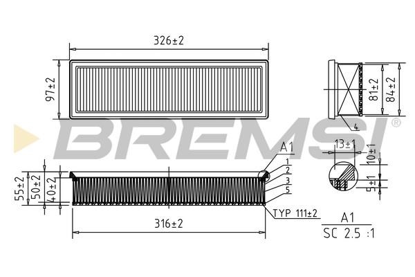 Bremsi FA1051 Air filter FA1051: Buy near me in Poland at 2407.PL - Good price!