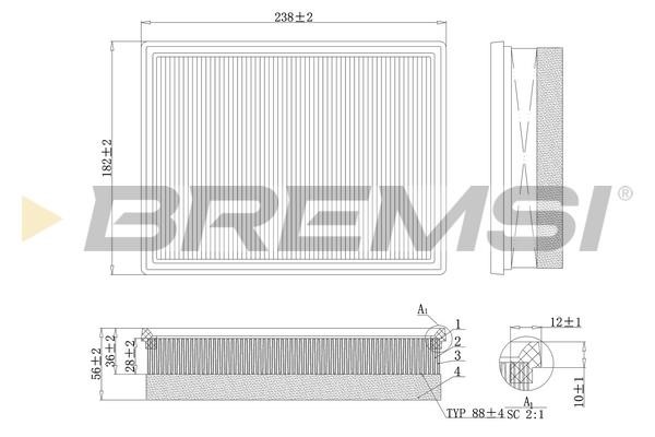 Bremsi FA0557 Air filter FA0557: Buy near me in Poland at 2407.PL - Good price!