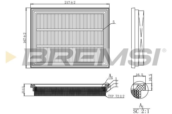 Bremsi FA1162 Air filter FA1162: Buy near me in Poland at 2407.PL - Good price!