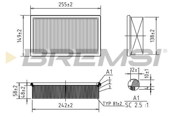 Bremsi FA1626 Air filter FA1626: Buy near me at 2407.PL in Poland at an Affordable price!
