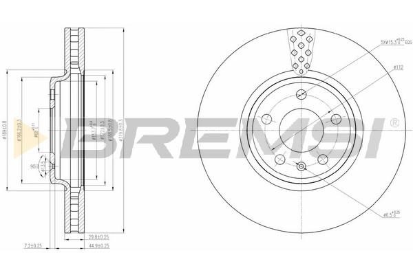 Bremsi CD7664V Front brake disc ventilated CD7664V: Buy near me in Poland at 2407.PL - Good price!