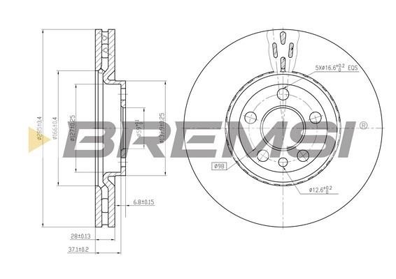 Bremsi CD7165V Front brake disc ventilated CD7165V: Buy near me in Poland at 2407.PL - Good price!