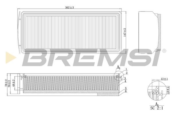 Bremsi FA1205 Air filter FA1205: Buy near me in Poland at 2407.PL - Good price!