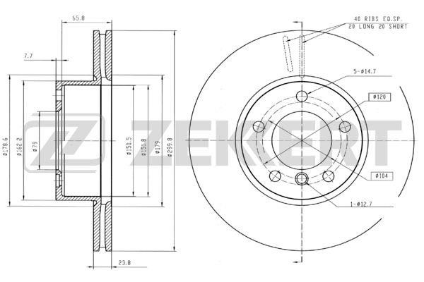 Zekkert BS-5258 Front brake disc ventilated BS5258: Buy near me in Poland at 2407.PL - Good price!