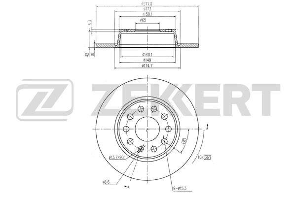 Zekkert BS-5116 Тормозной диск задний невентилируемый BS5116: Отличная цена - Купить в Польше на 2407.PL!