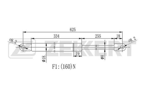 Zekkert GF-1243 Gas hood spring GF1243: Buy near me in Poland at 2407.PL - Good price!