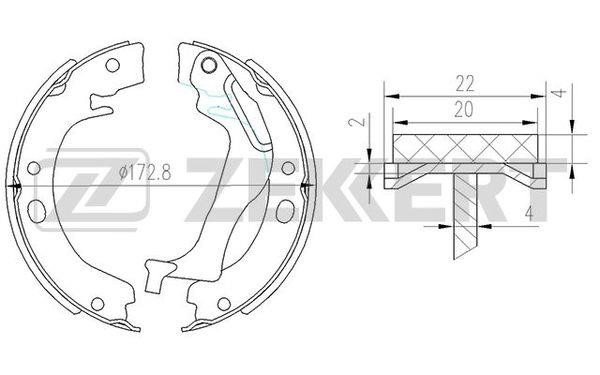 Zekkert BK-4444 Brake shoe set BK4444: Buy near me in Poland at 2407.PL - Good price!