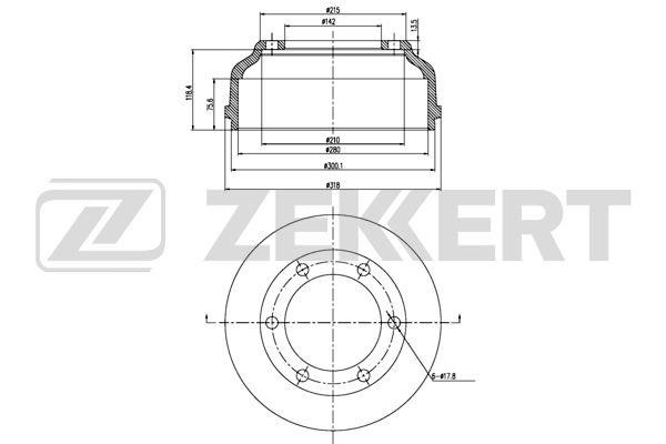 Zekkert BS-5064 Rear brake drum BS5064: Buy near me in Poland at 2407.PL - Good price!