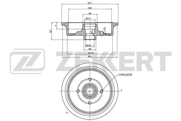 Zekkert BS-5065 Rear brake drum BS5065: Buy near me in Poland at 2407.PL - Good price!