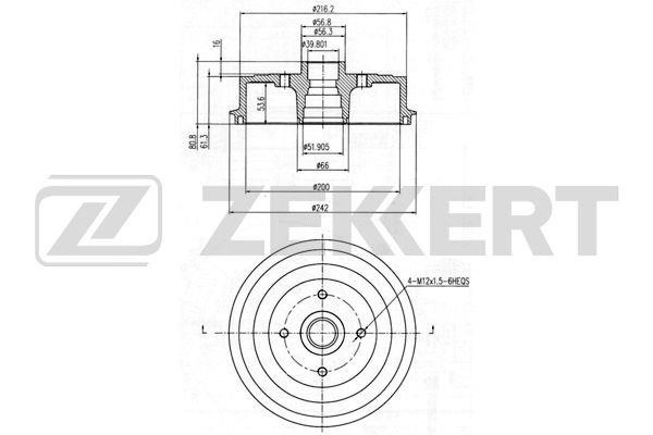 Zekkert BS-5412 Rear brake drum BS5412: Buy near me in Poland at 2407.PL - Good price!