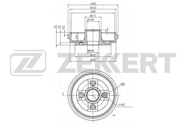 Zekkert BS-5562 Rear brake drum BS5562: Buy near me in Poland at 2407.PL - Good price!