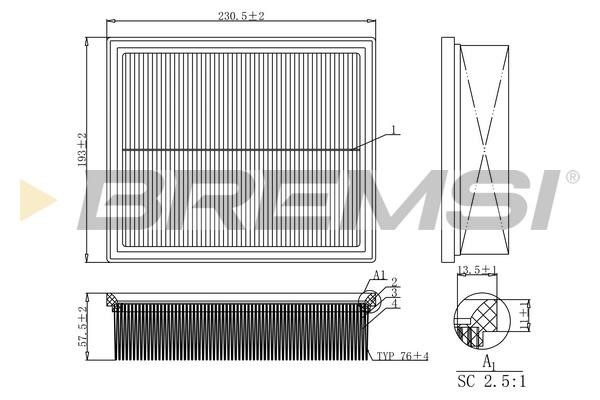 Bremsi FA1153 Air filter FA1153: Buy near me in Poland at 2407.PL - Good price!