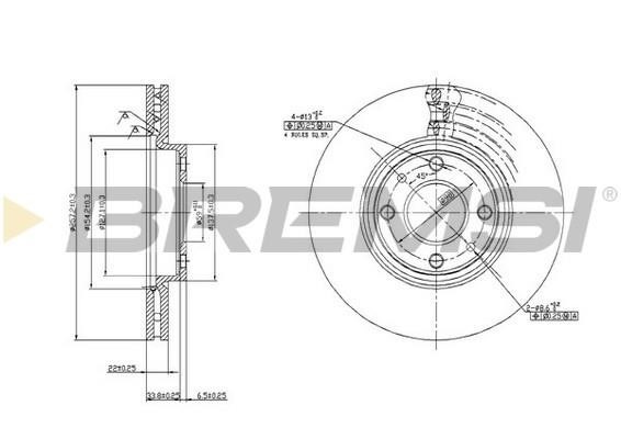 Bremsi CD6762V Front brake disc ventilated CD6762V: Buy near me in Poland at 2407.PL - Good price!