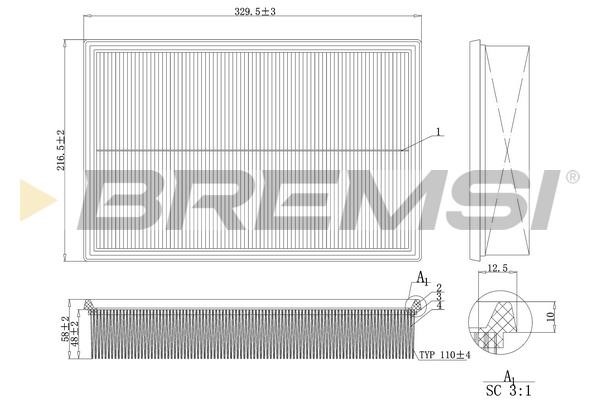 Bremsi FA1161 Air filter FA1161: Buy near me in Poland at 2407.PL - Good price!