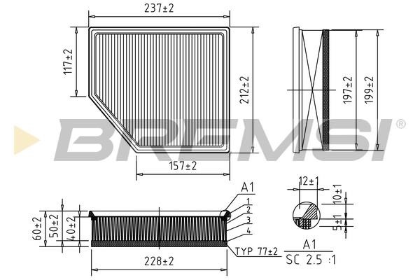 Bremsi FA1036 Air filter FA1036: Buy near me at 2407.PL in Poland at an Affordable price!