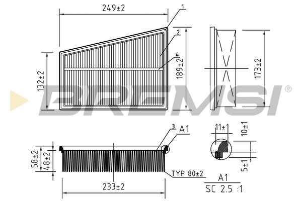 Bremsi FA0534 Air filter FA0534: Buy near me in Poland at 2407.PL - Good price!